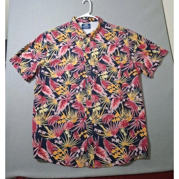 AFTCO Hawaiian Shirt Mens 2XL XXL Button Down Short Sleeve Vented Fishing - Picture 1 of 7